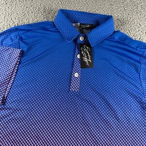 Sunday Swagger Polo Shirt Mens M Blue Pink Gradient Short Sleeve Performance NWT